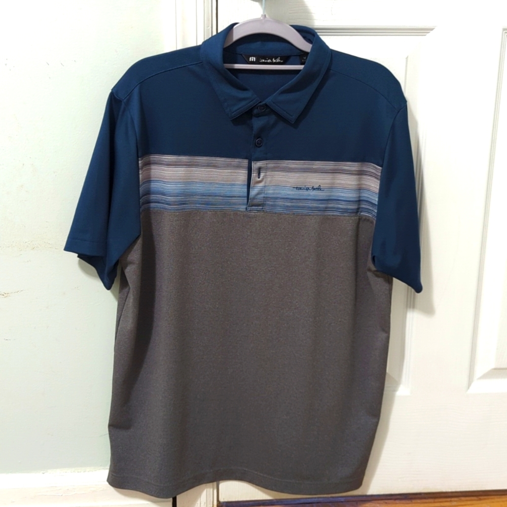 TravisMathew No Sweat Performance Polo (Blue/Gray)